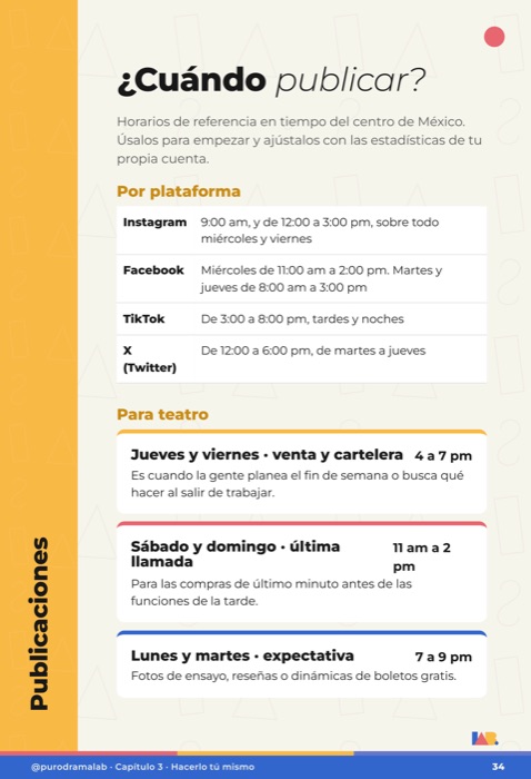 Página interior del cuaderno: cuándo publicar