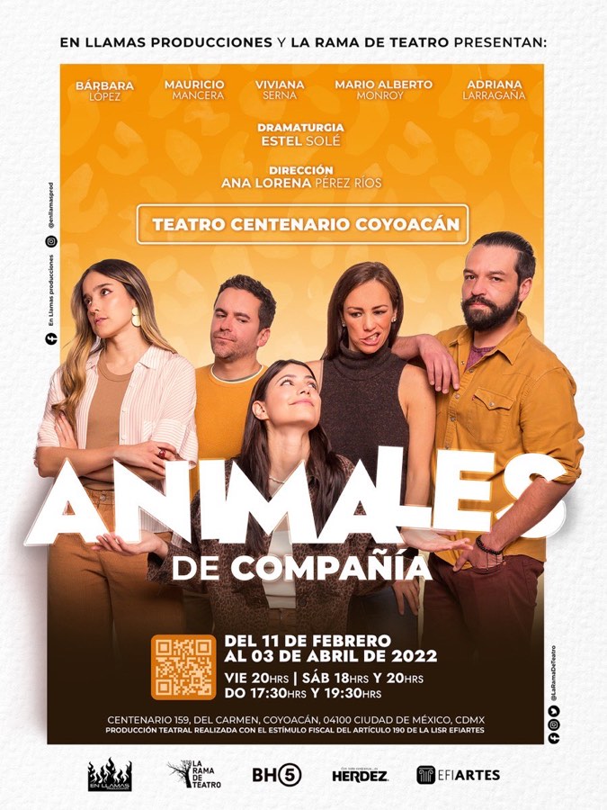 Cartel de la obra Animales de compañía en el Teatro Centenario Coyoacán