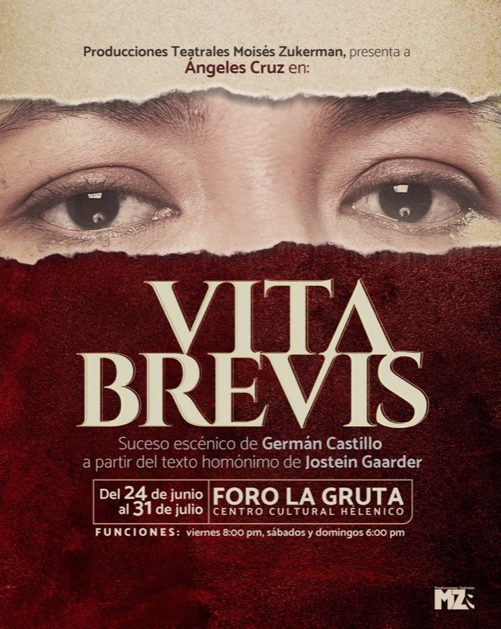 Cartel de Vita Brevis en el Foro La Gruta del Centro Cultural Helénico