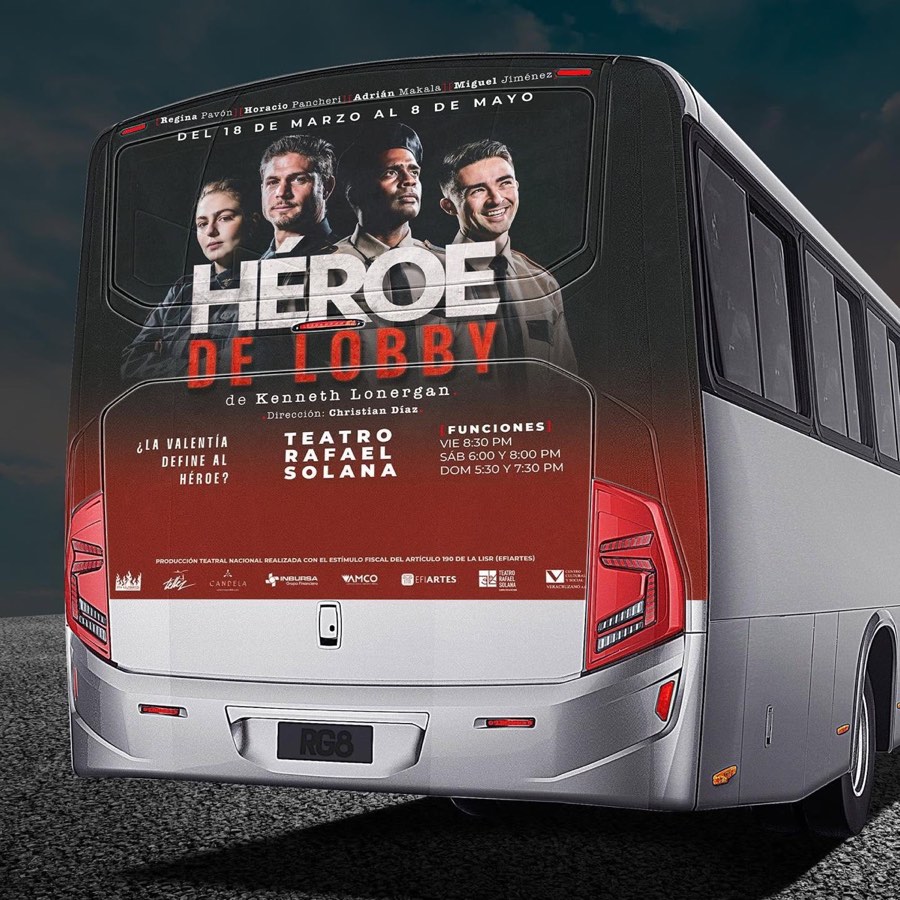 Publicidad exterior de Héroe de Lobby aplicada en un autobús